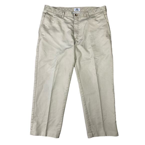 Lee Men's Relaxed Fit Khaki Pants Beige Size 36 Pleated Front Short 27‎ Inseam - Picture 1 of 11